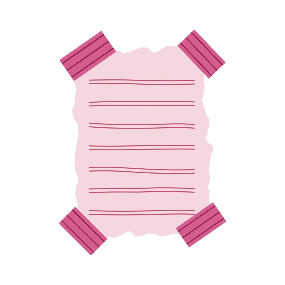 Cute Simple Blank Pink Paper Sticky Note Memo Office Stationery with Tape vector