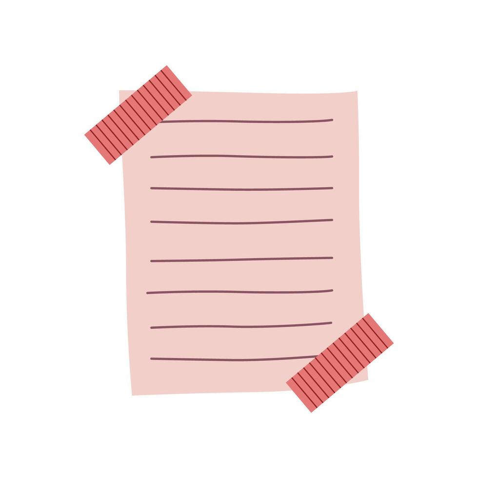 Blank Pink Paper Sticky Note Memo Office Stationery with Tape vector