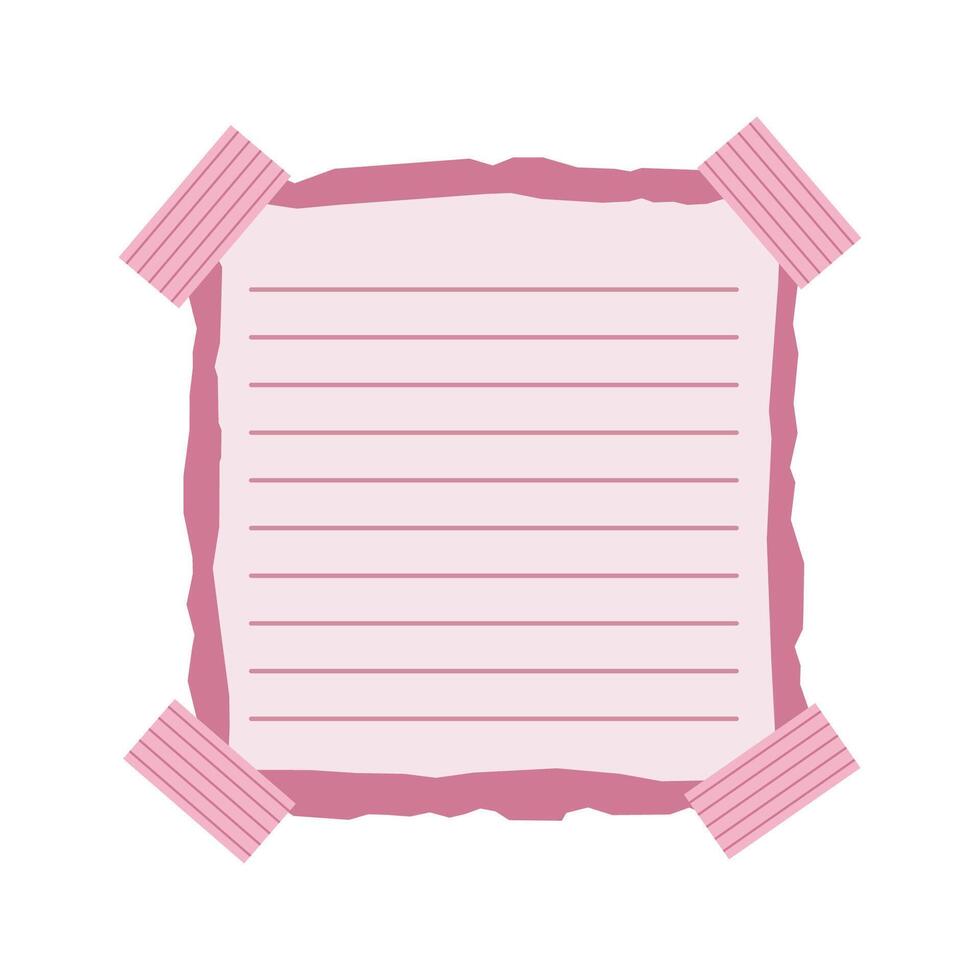 Simple Empty Pink Paper Sticky Note Memo Office Stationery with Tape vector