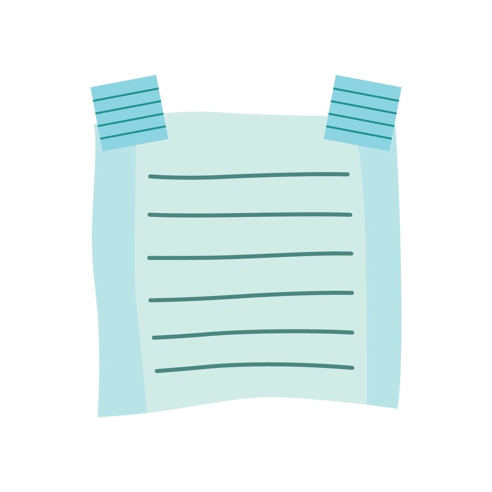 Simple Empty Blue Paper Sticky Note Memo Office Stationery with Tape vector