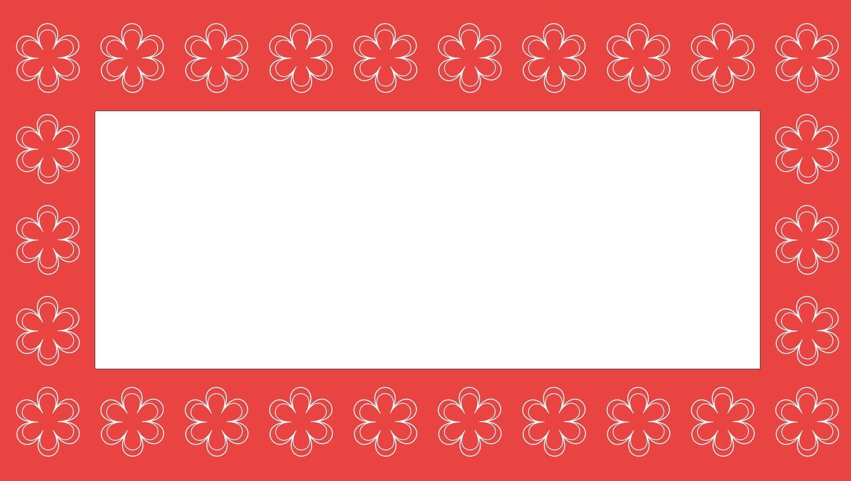 Red Frame with Symmetrical White Flower Pattern vector
