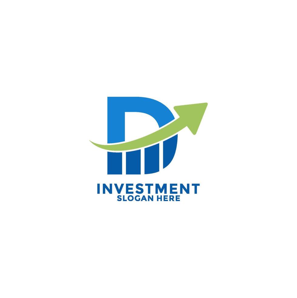Initial Letter D with Arrow Up logo design . Investment initial identity logo design template. Growth Up logo vector