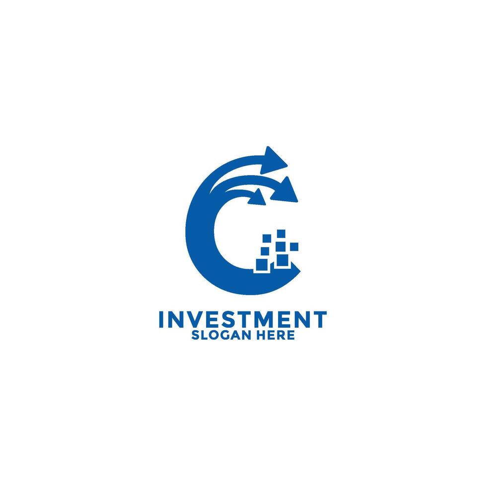 Initial Letter C with Digital Arrow Up logo design . Investment initial identity logo design template. Growth Up logo vector