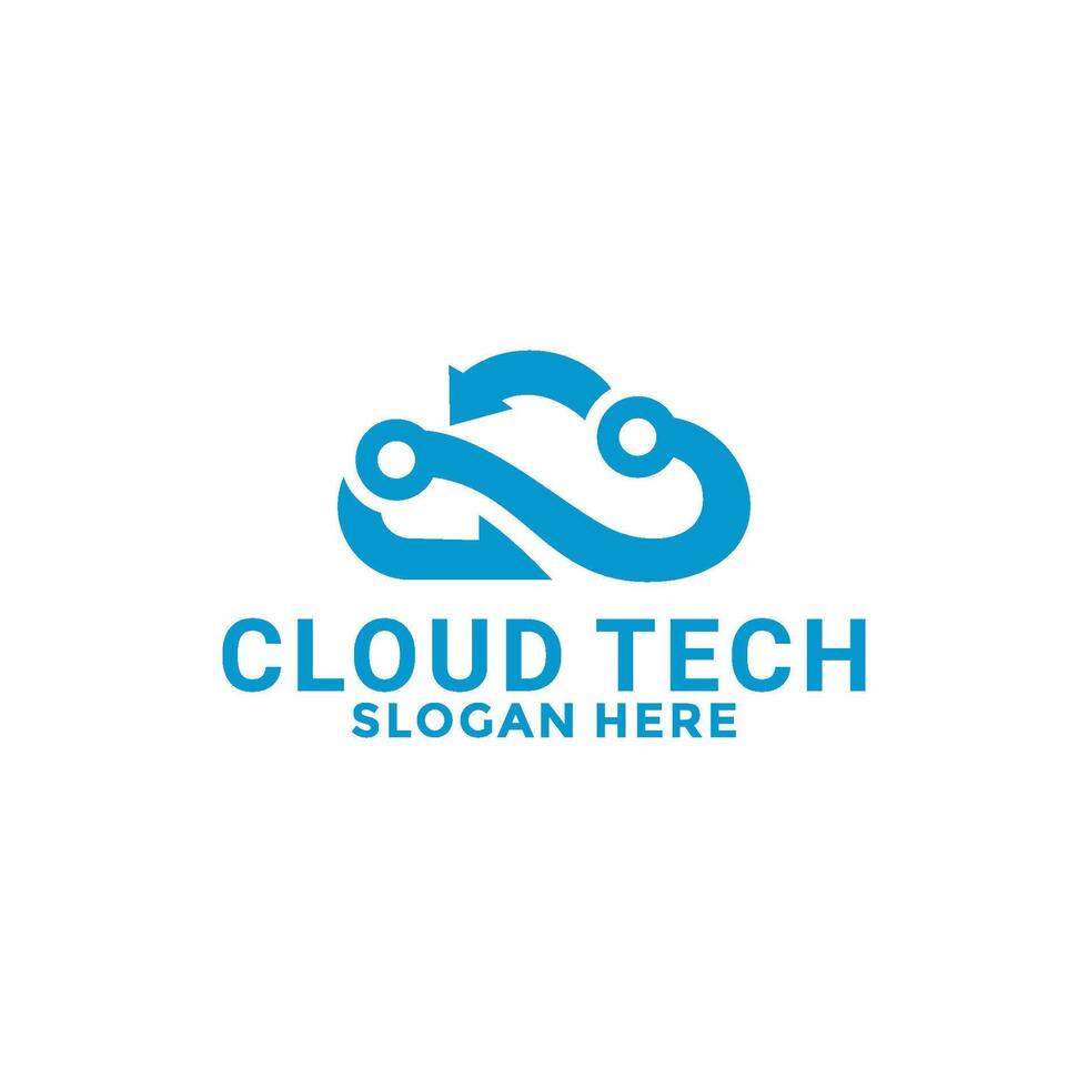 Elegant Cloud tech logo design , Modern Technology digital logo design template vector