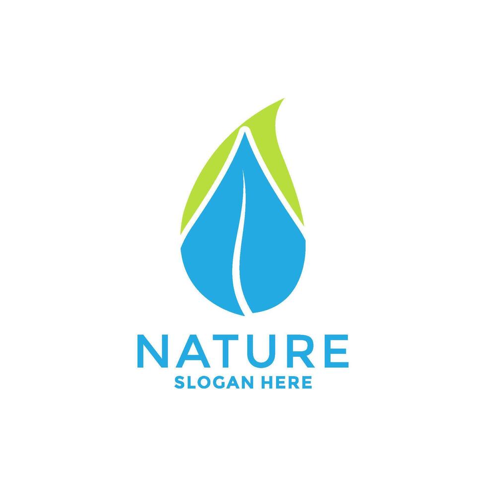 Water Leaf logo . Drop Water Leaf Logo . Natural and sustainable logo template vector