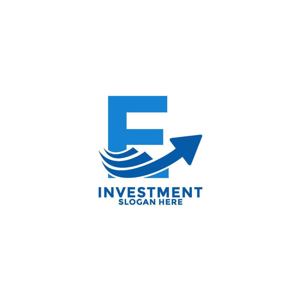 Initial Letter E with Arrow Up logo design . Investment initial identity logo design template. Growth Up logo vector