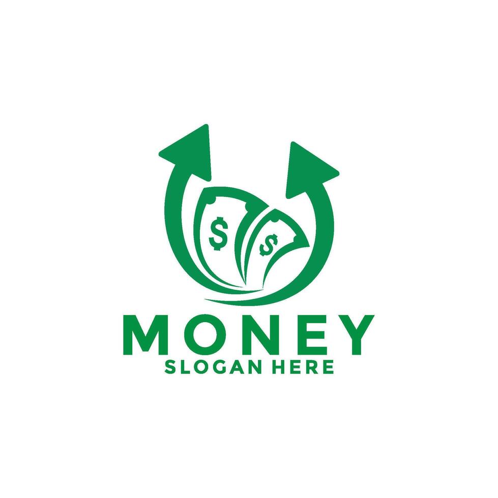 Money Investment with arrow logo design template. Growth Up logo . Money logo design icon vector
