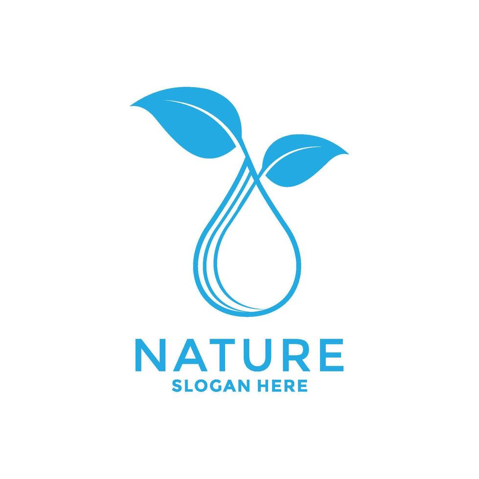 Nature logo. Water Leaf logo . Drop Water Leaf Logo . Natural and sustainable logo template vector