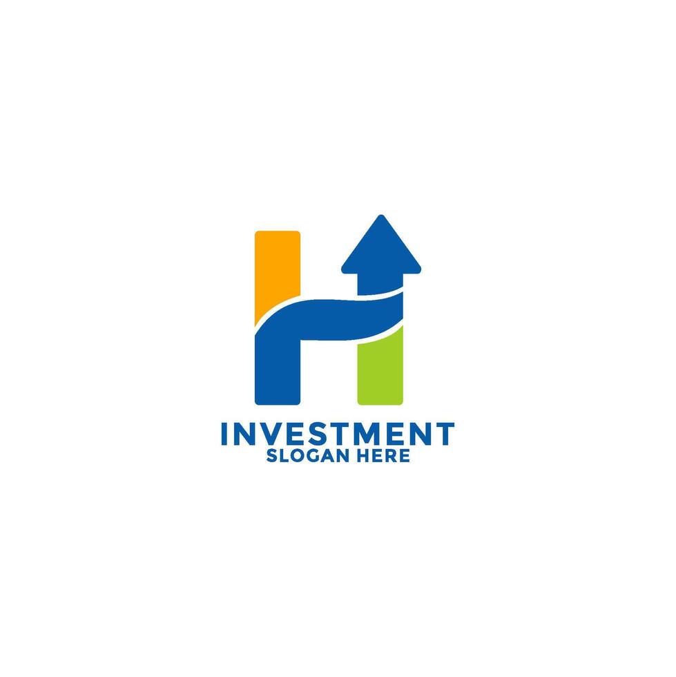 Initial Letter H with Arrow Up logo design . Investment initial identity logo design template. Growth Up logo vector
