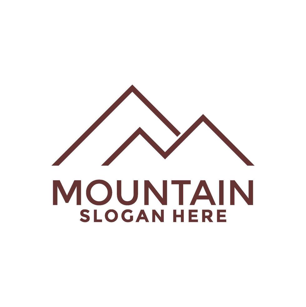 Mountain line art logo design template. Minimalist and modern design. vector