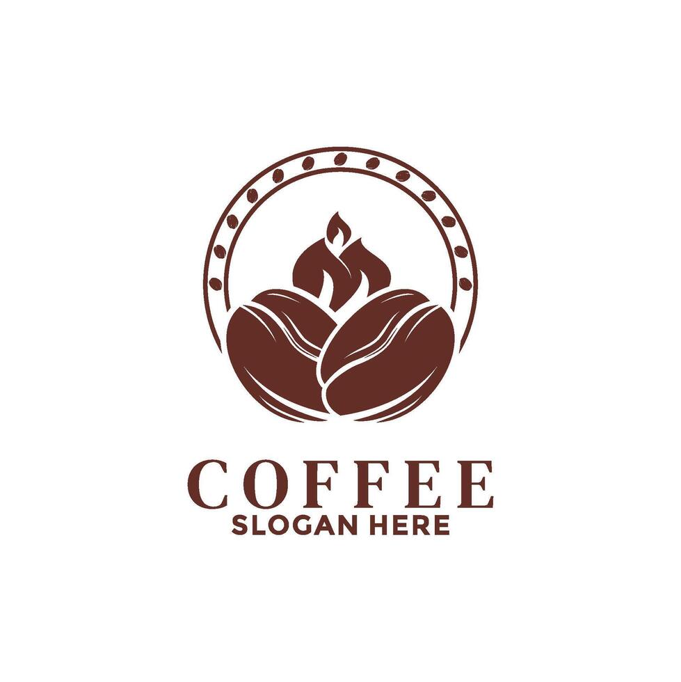 Coffee Bean with circle logo design template. Coffee Vintage logo . vector