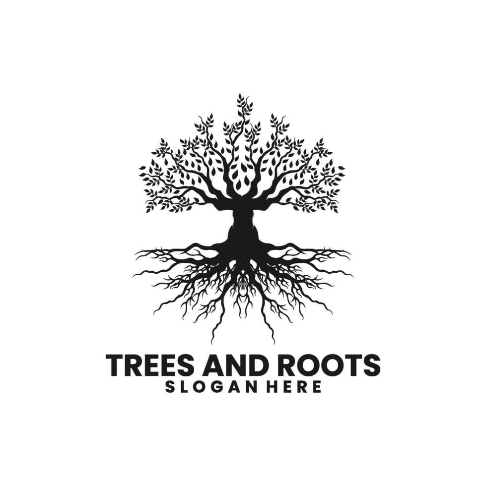 Elegant Tree and roots logo illustration. Tree of life logo design inspiration vector
