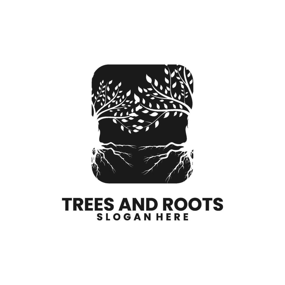 Tree Apps . Business logo with Tree and roots logo illustration. Tree of life logo design inspiration vector