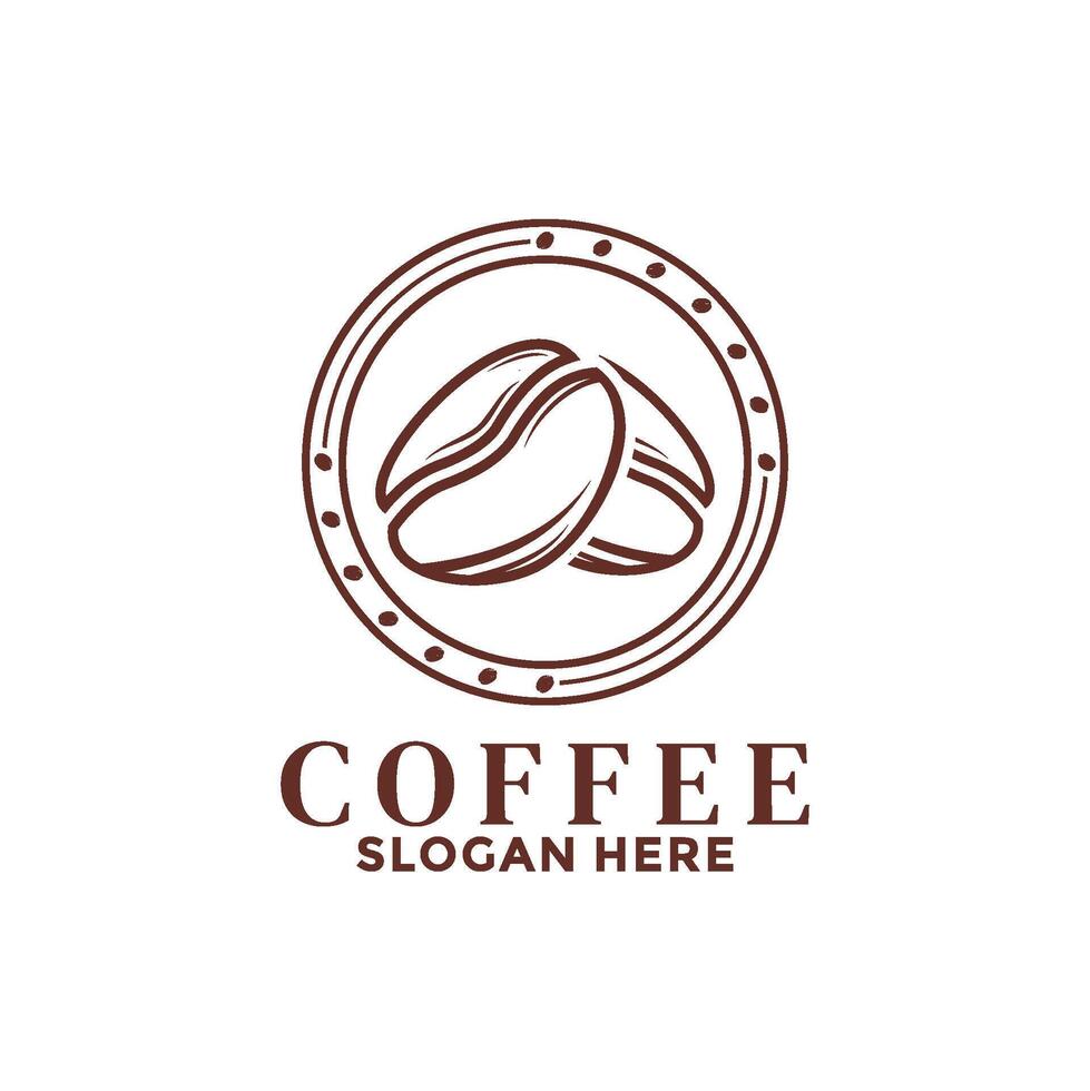 Coffee Bean Line art logo , Retro Coffee Shop logo design. Coffee Vintage logo . vector