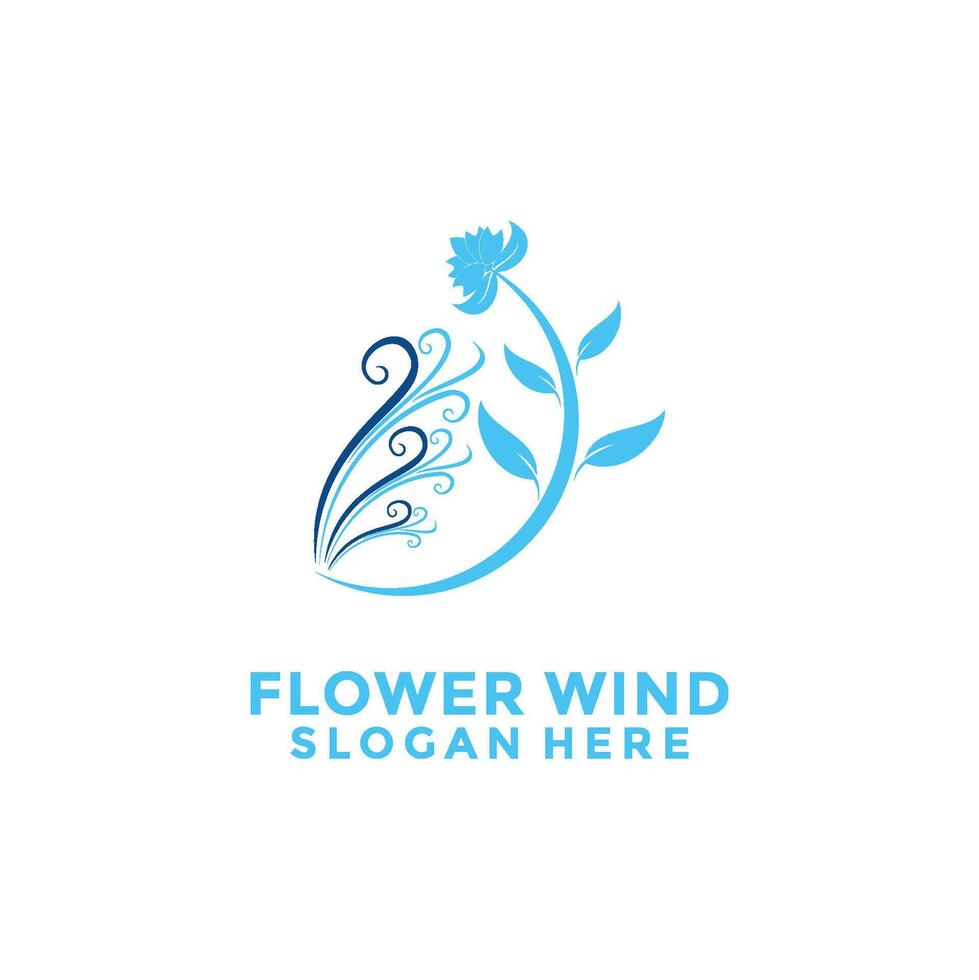Wind and Flower logo design . Abstract Wind and Flower logo design template vector
