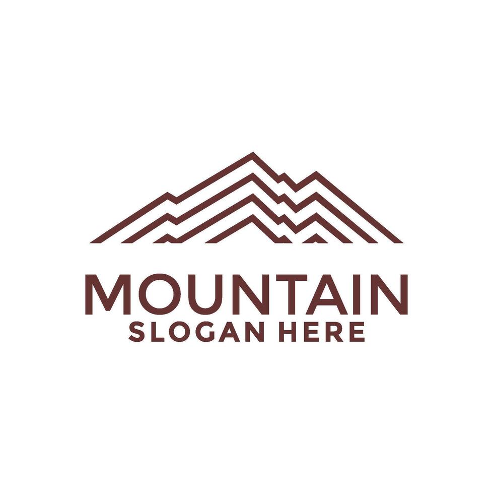 Mountain line art logo design template. Minimalist and modern peak mountain logo design. vector