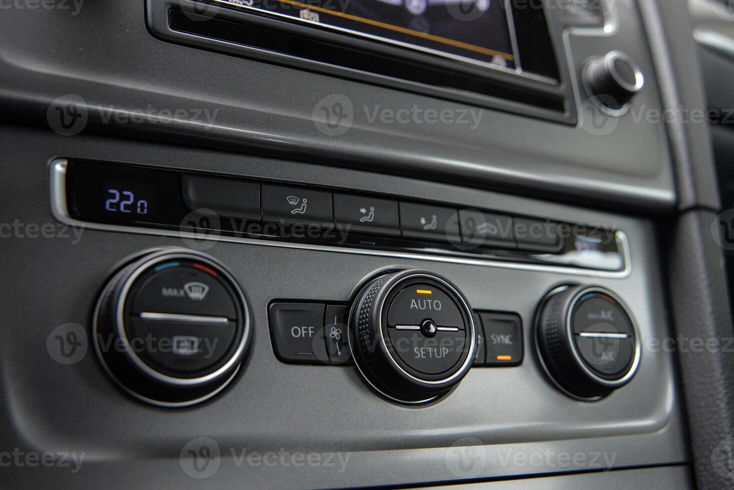 Modern car climate control panel Temperature fan speed and AC settings photo