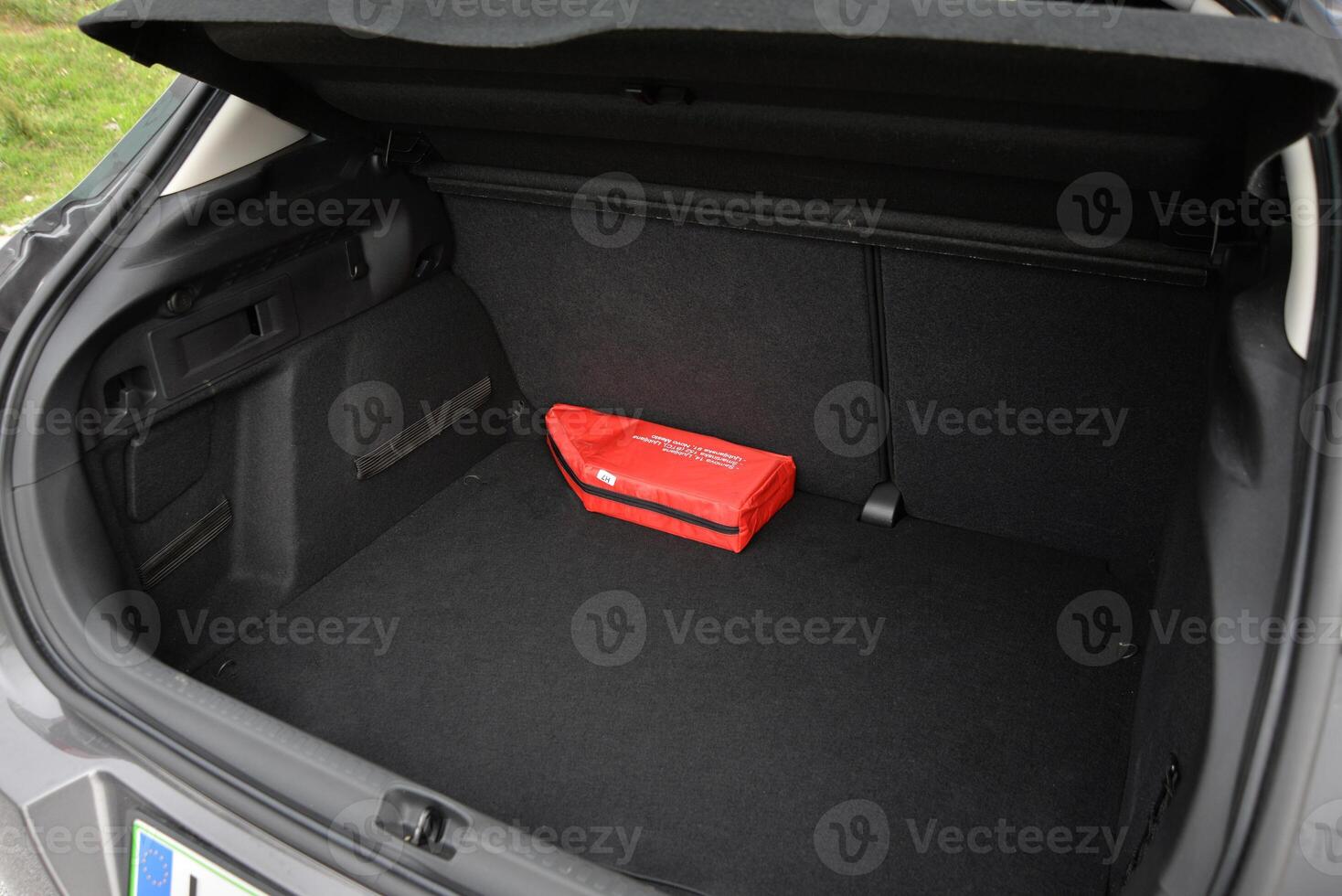 Empty car trunk with a first aid kit Ready for a road trip photo