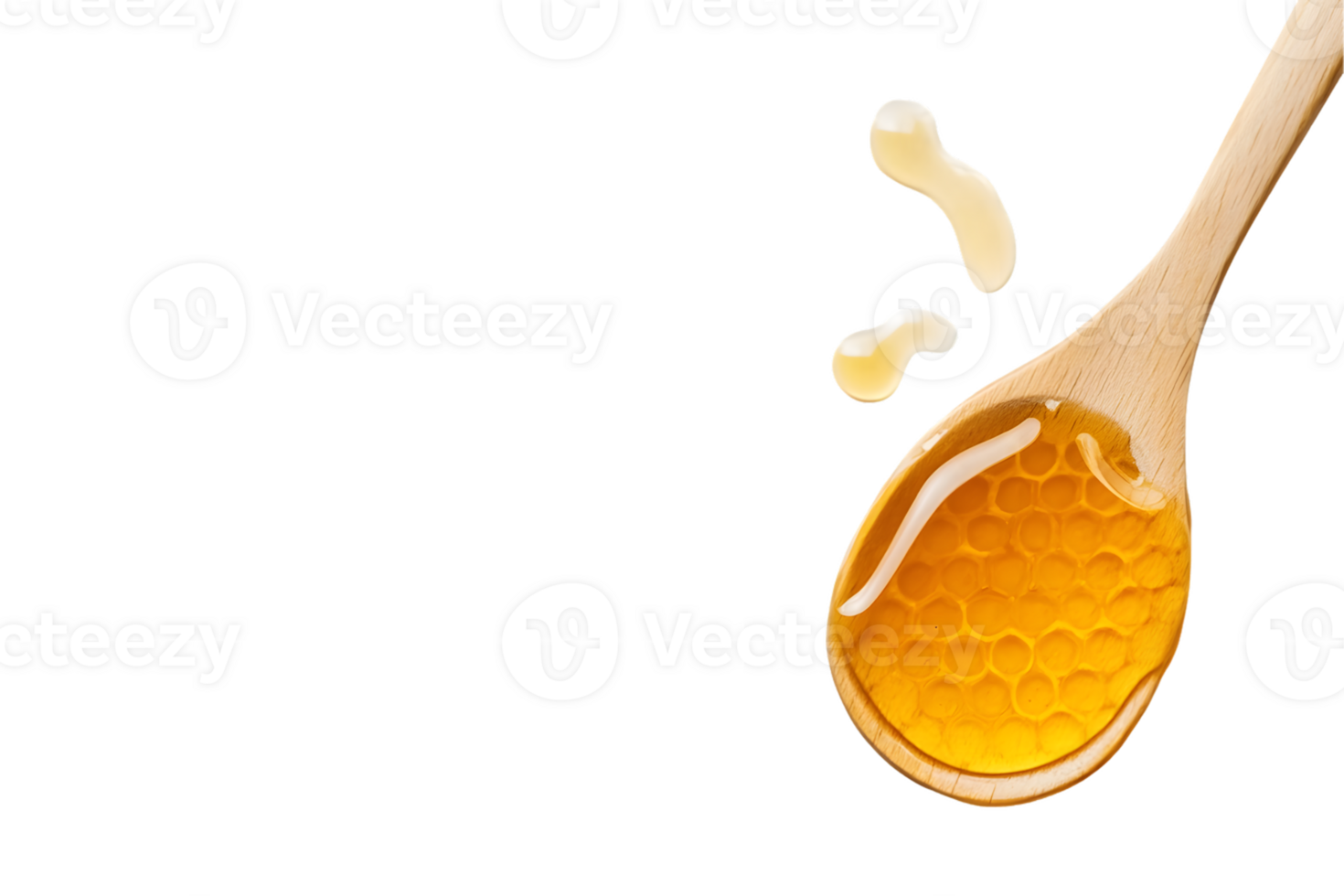 Honeycomb Honey in Wooden Spoon png