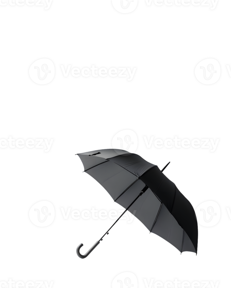 A black umbrella displayed against a plain background, designed for protection from rain. png