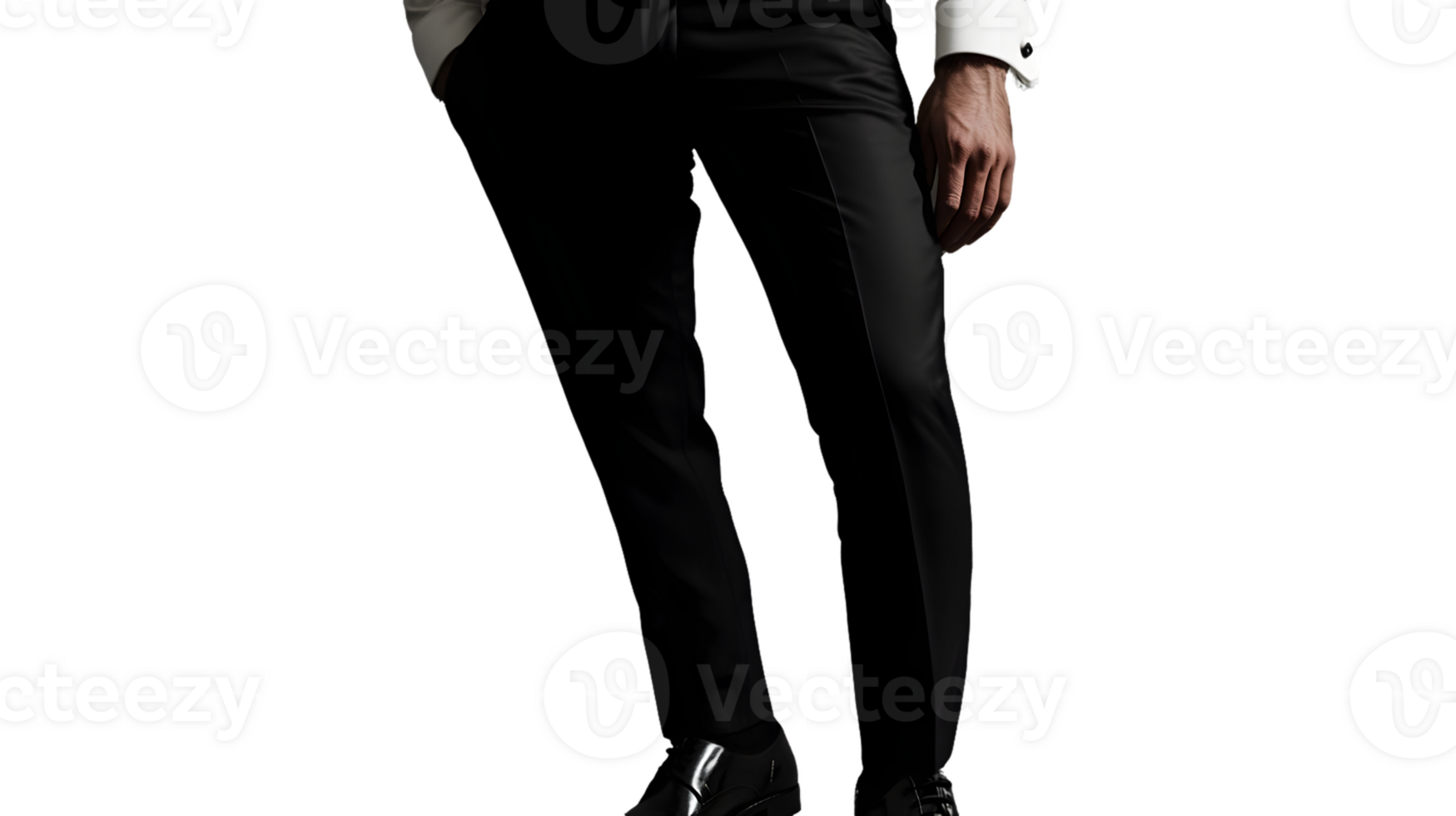 Man's Lower Body in Black Dress Pants and Shoes png