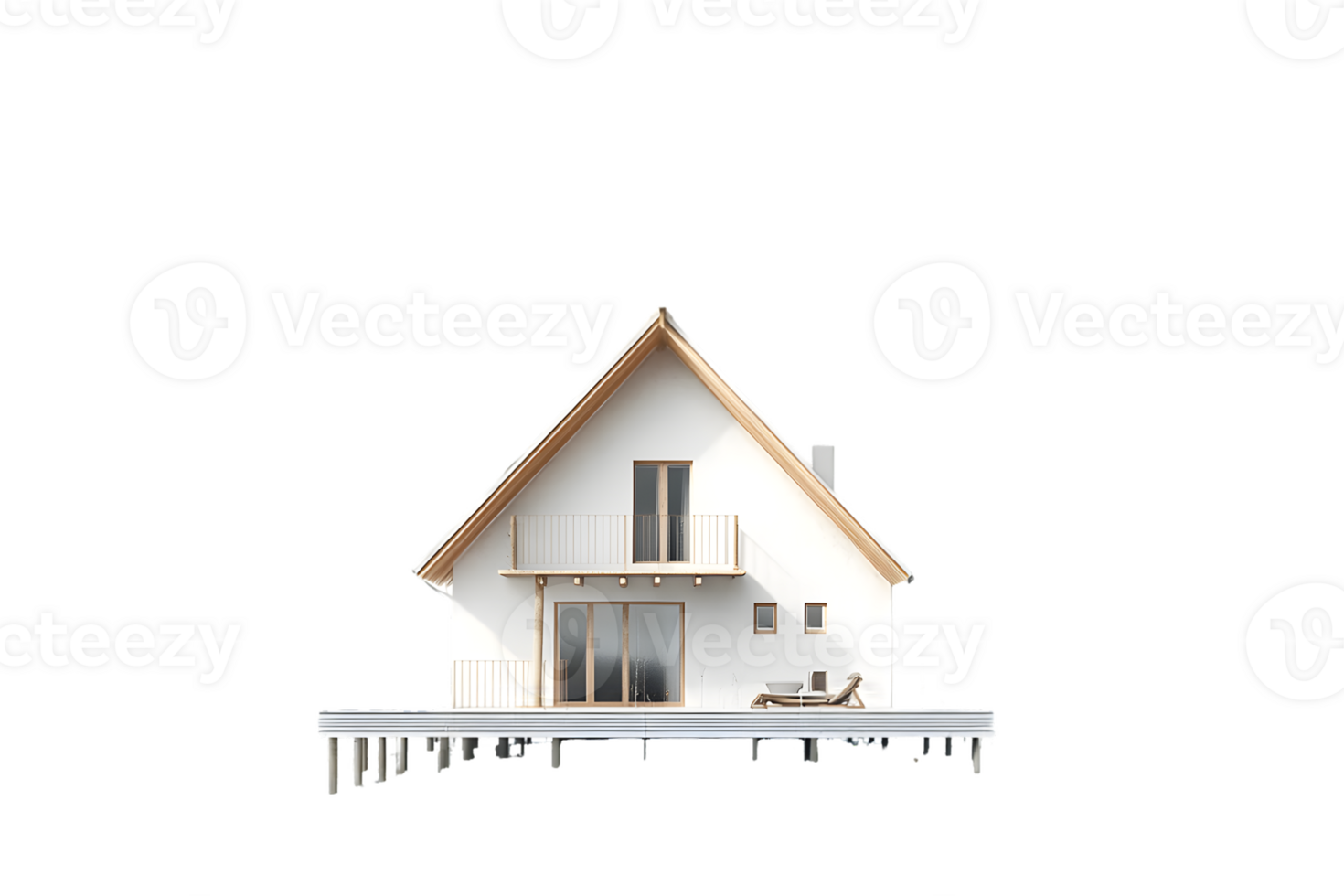 Modern house design with a minimalist aesthetic and a deck. png