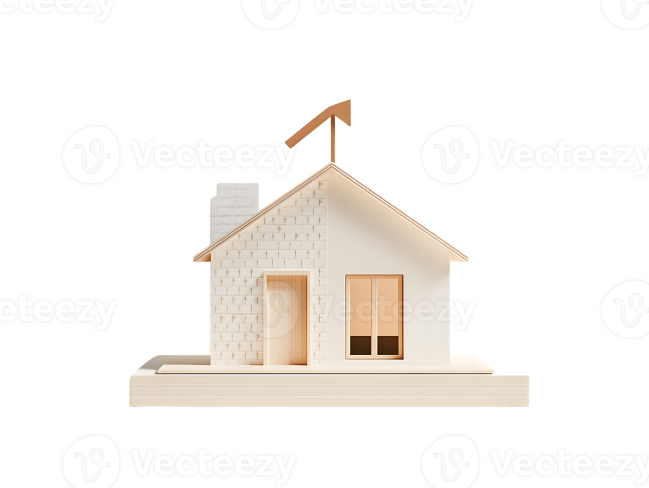 A stylized model of a house with a chimney and a flag on top, representing home design. png