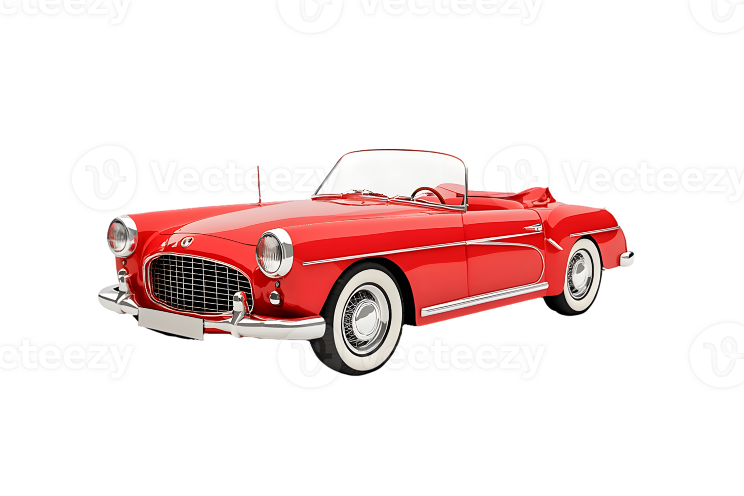 A classic red convertible car with a sleek design, perfect for leisure drives. png