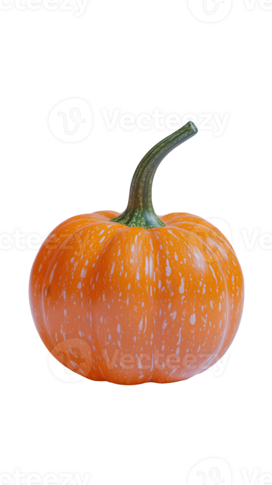 A bright orange pumpkin with a green stem, ideal for autumn decorations or cooking. png