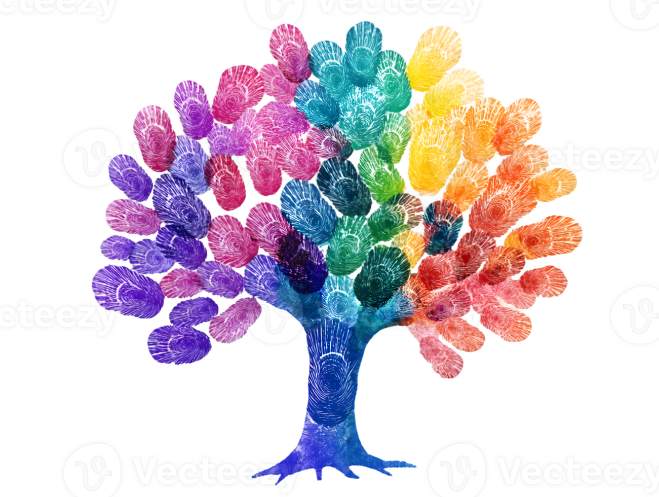 A colorful handprint tree symbolizing growth and creativity. png