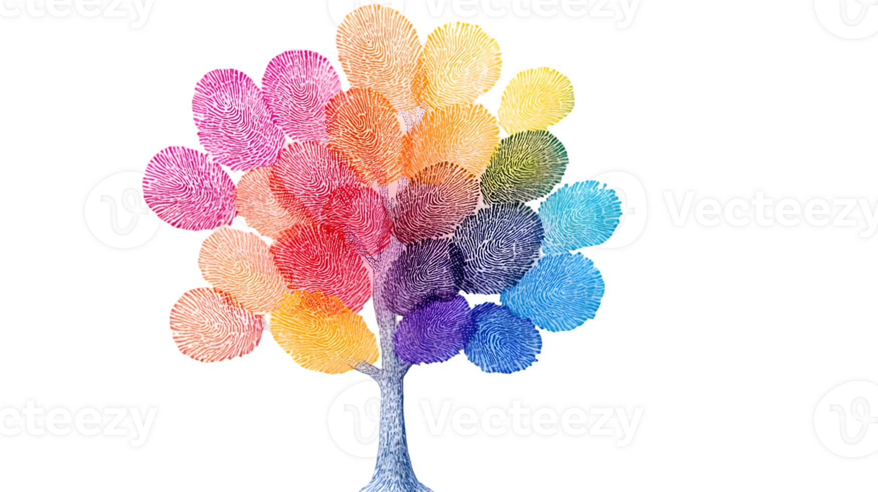 A colorful, artistic tree made of circular shapes representing creativity and nature. png