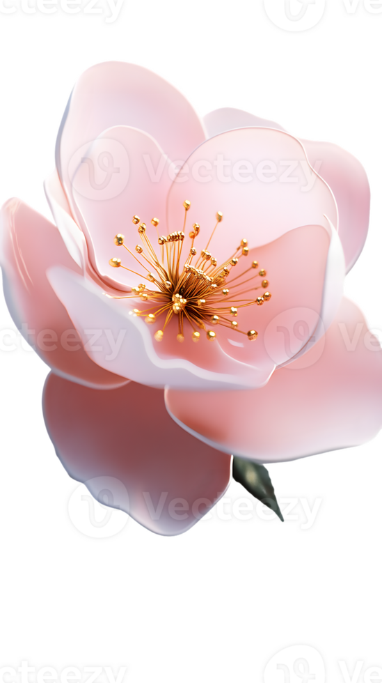A delicate pink flower with golden stamens, symbolizing beauty and nature. png