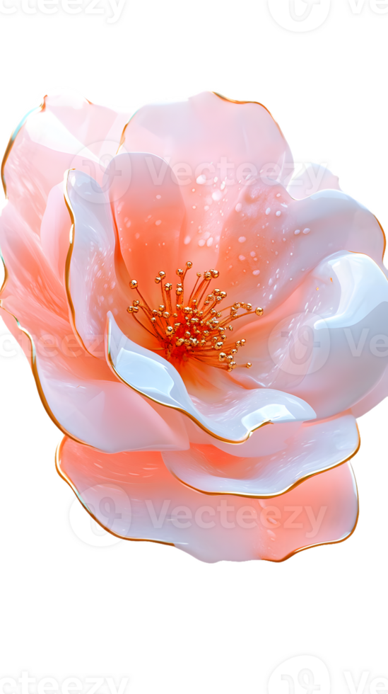 A delicate, pastel-colored flower with water droplets, showcasing natural beauty and elegance. png