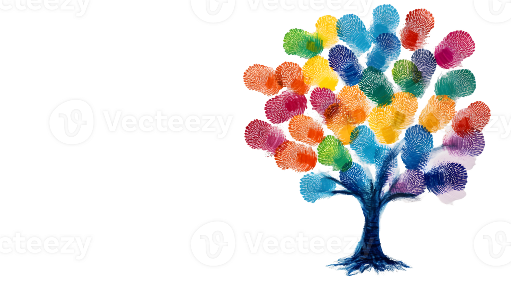 A colorful watercolor tree representing growth and diversity. png