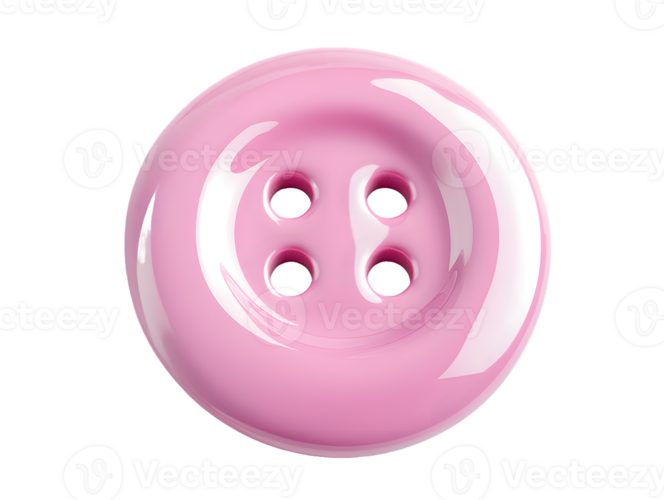 A glossy pink button with four holes, commonly used for clothing and crafts. png