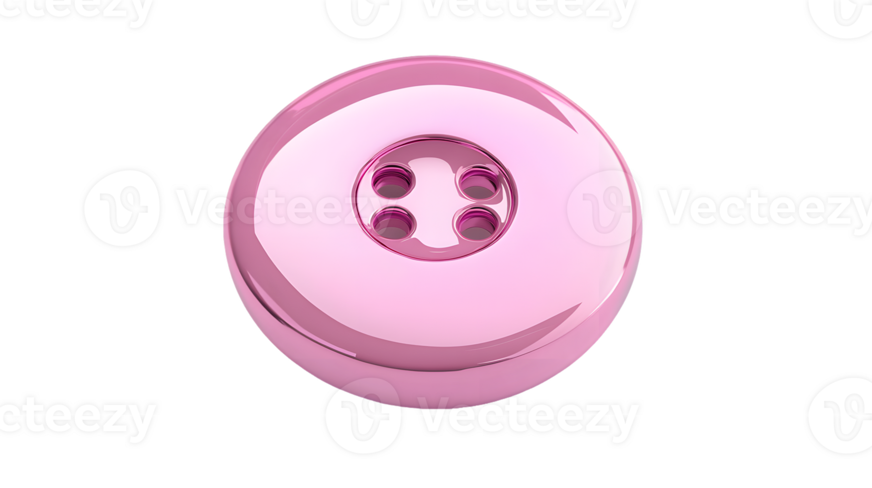 A glossy pink button with four holes, typically used in sewing and crafting. png