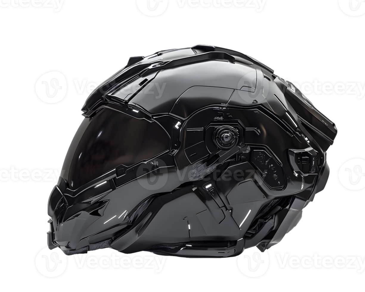 A sleek, futuristic black helmet designed for advanced technology and protection. png