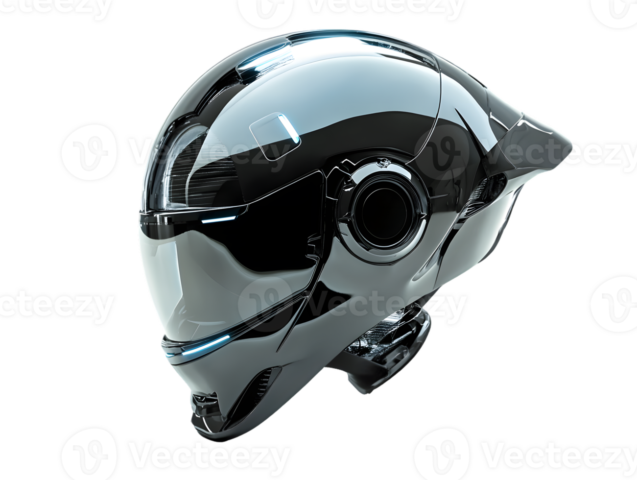 A sleek, futuristic helmet designed for advanced technology and safety. png