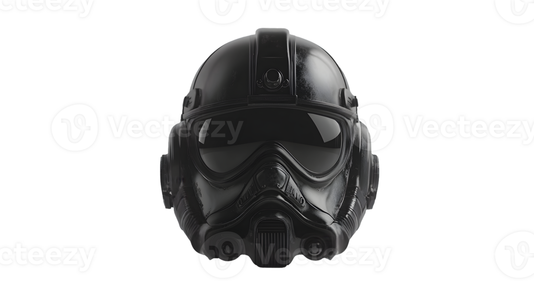 A sleek black helmet designed for a fictional pilot character in a sci-fi universe. png