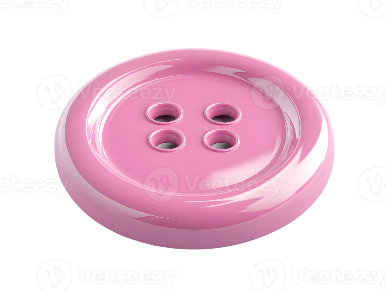 A shiny pink button with four holes, commonly used in clothing and crafts. png
