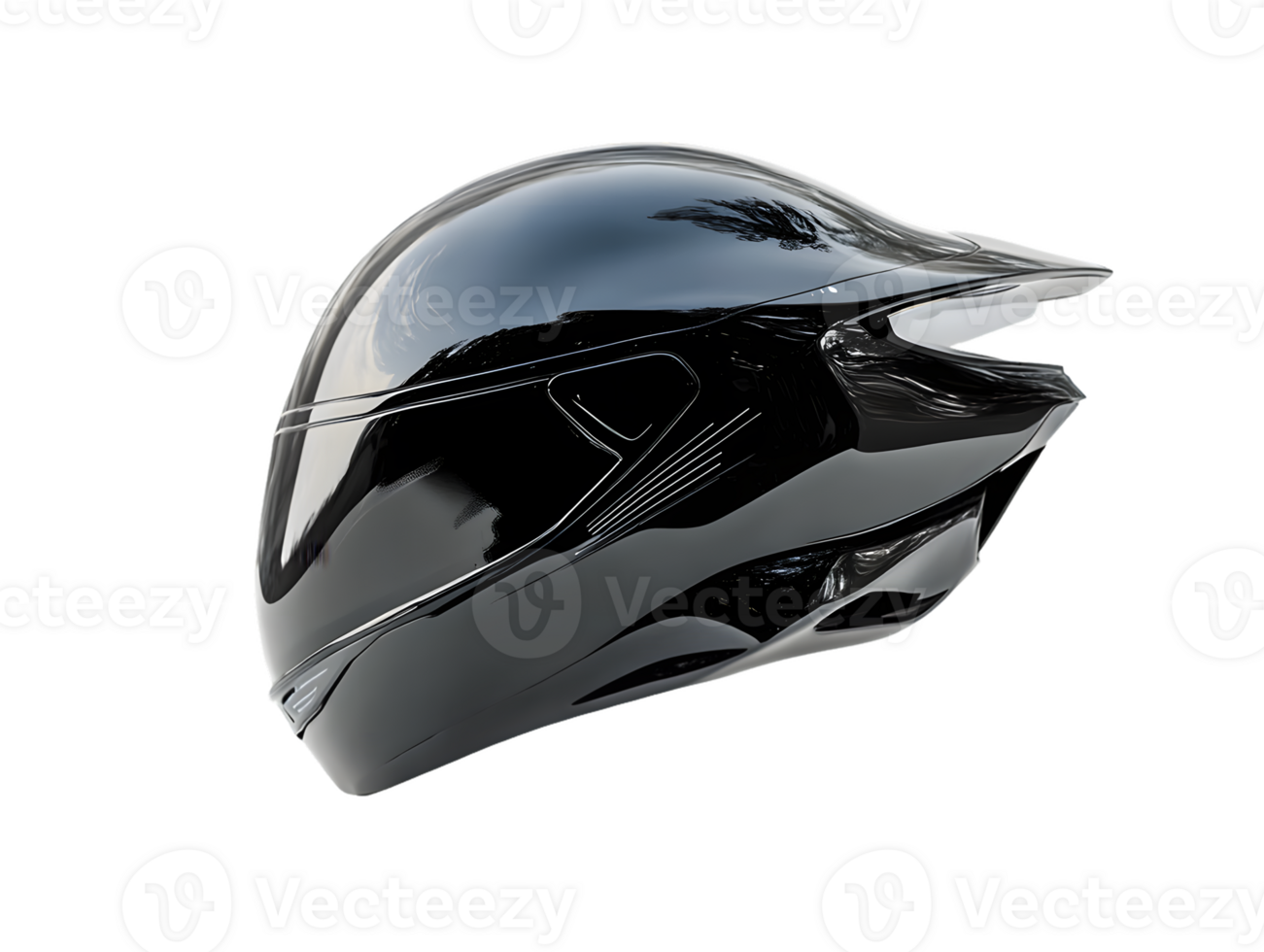 A black motorcycle helmet designed for safety and performance. png