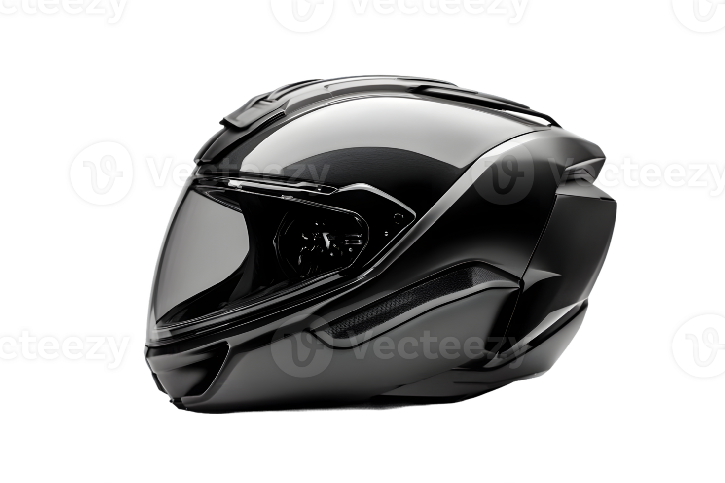 A black motorcycle helmet designed for safety and style. png