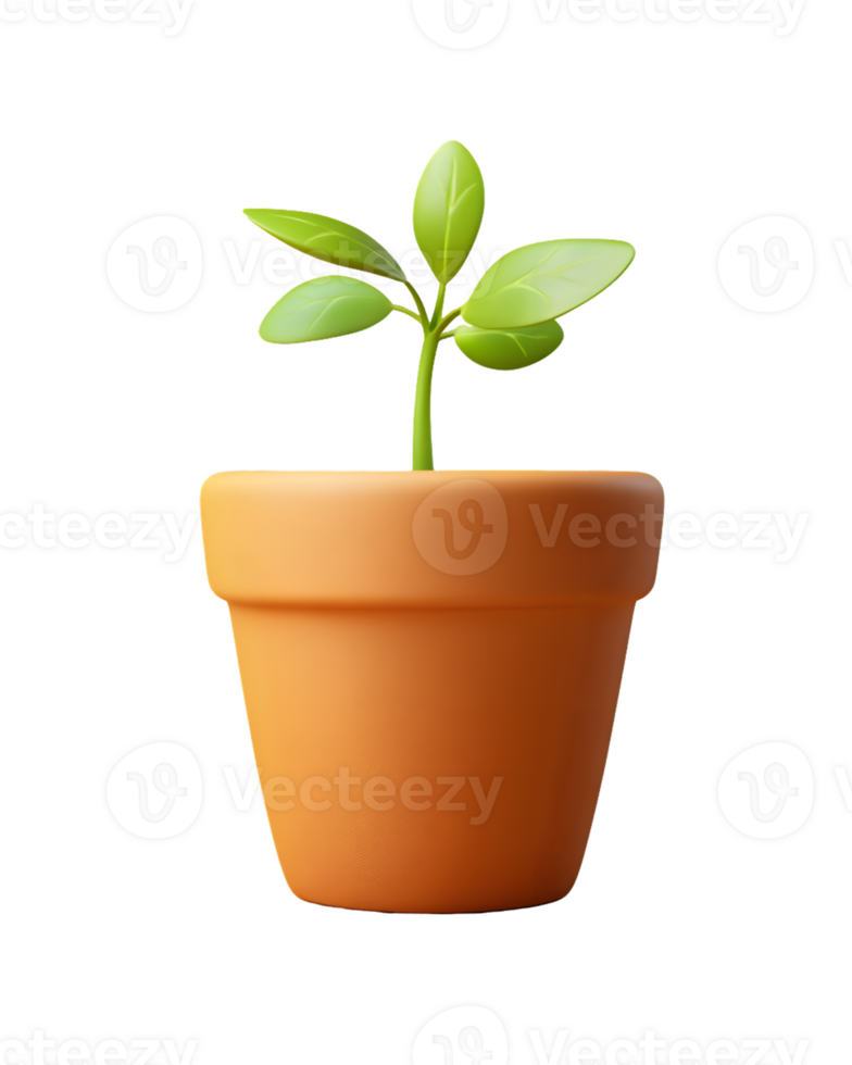 A small green plant growing in a terracotta pot symbolizing growth png