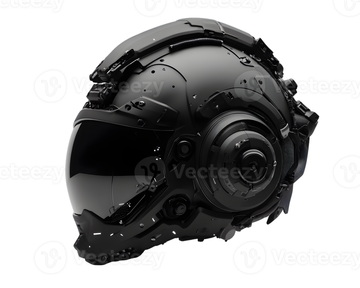 A futuristic black helmet designed for advanced technology and protection. png