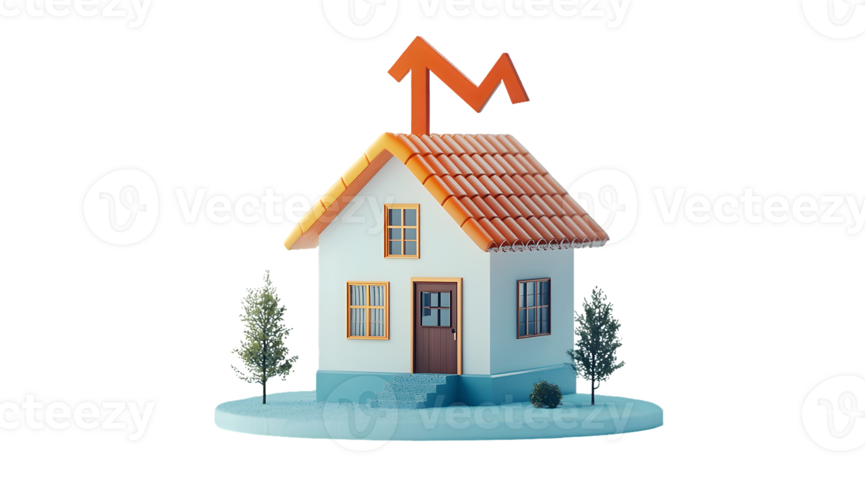 A stylized house with an upward arrow, symbolizing growth or real estate trends. png