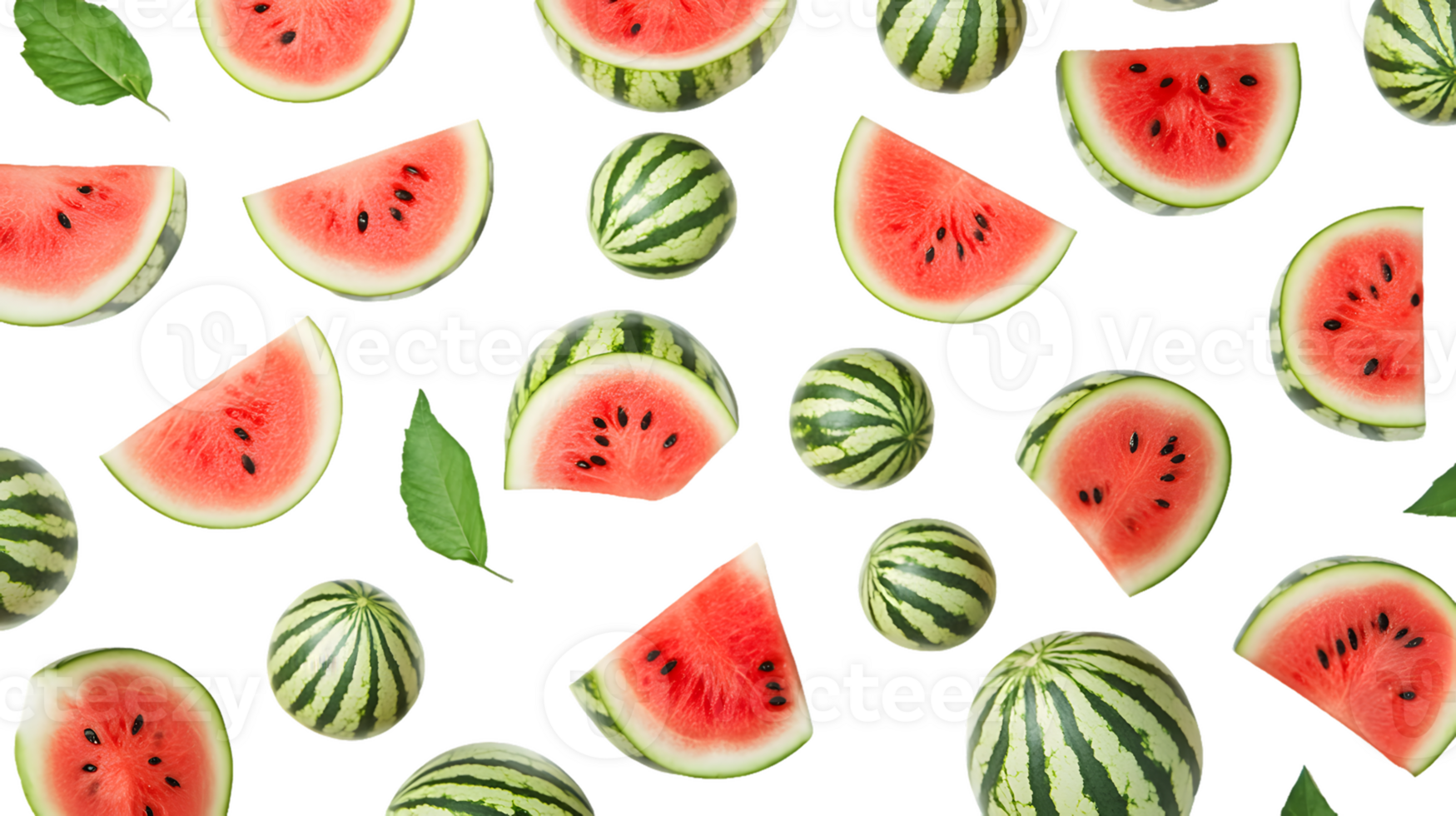 A vibrant arrangement of watermelons and slices, showcasing freshness and summer vibes. png