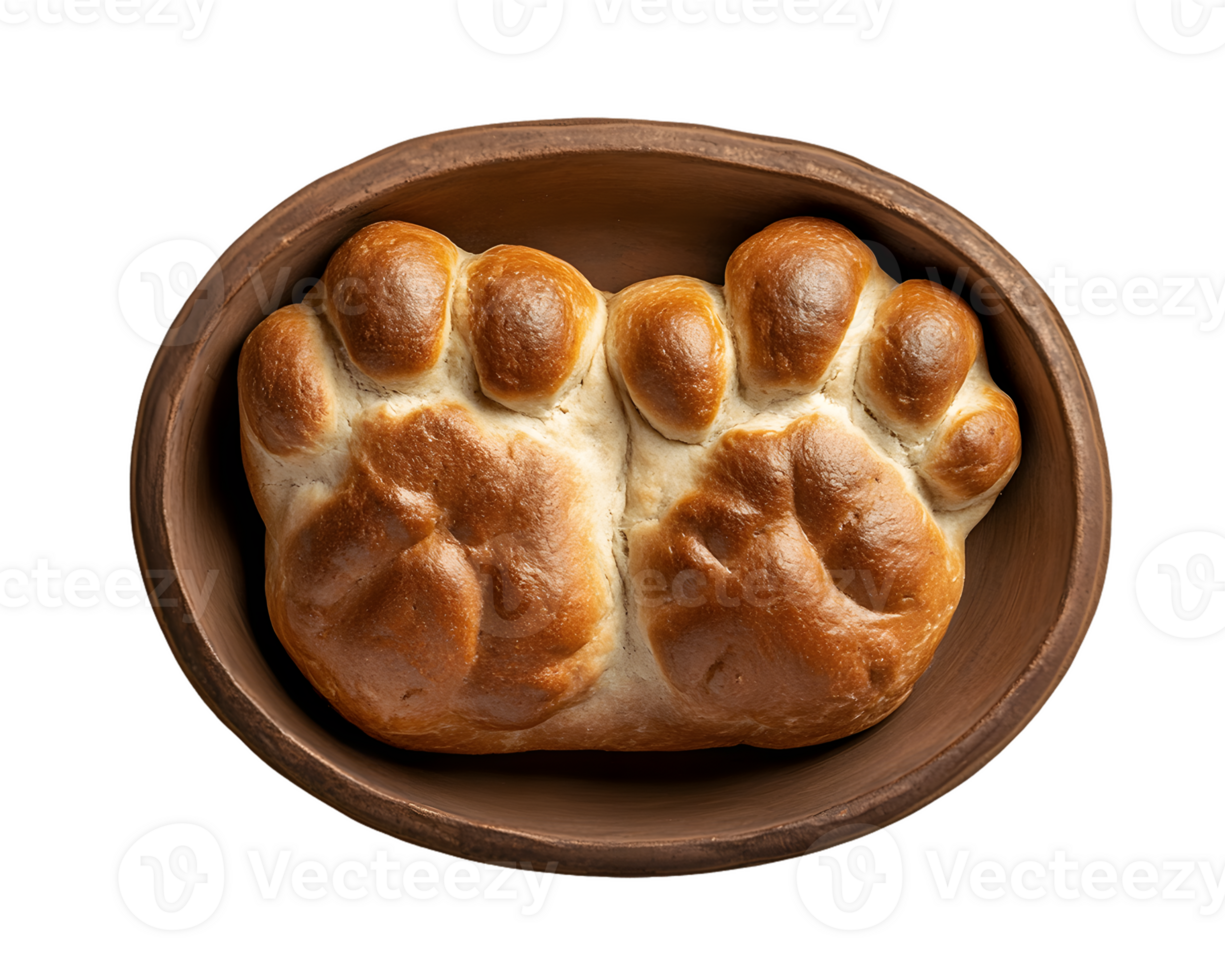 Baked Paw Print Bread in Brown Bowl png