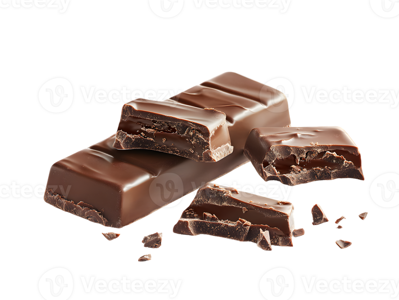 Broken Dark Chocolate Bar with Pieces png