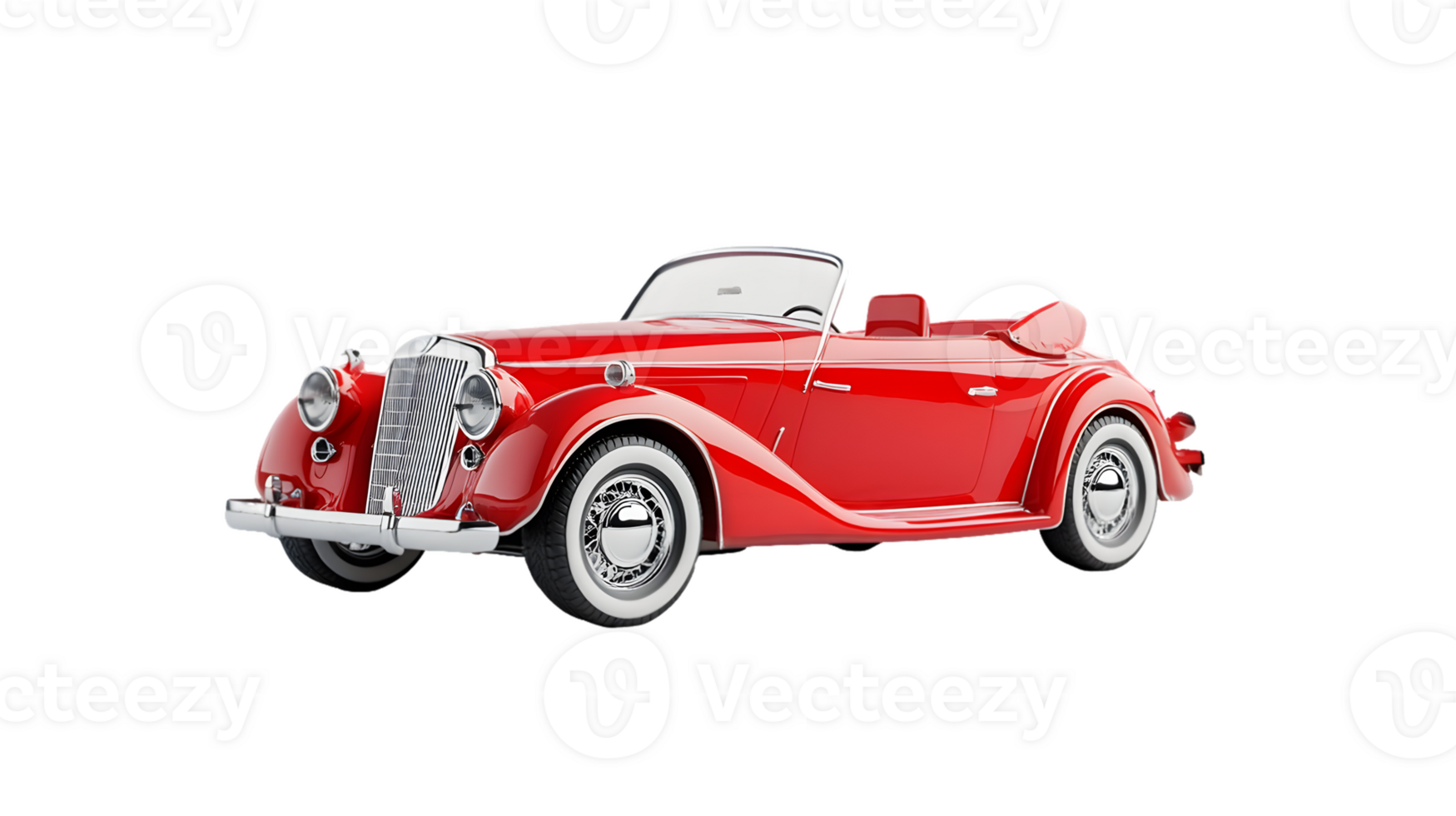 Classic red convertible car with a stylish design, perfect for leisure drives. png