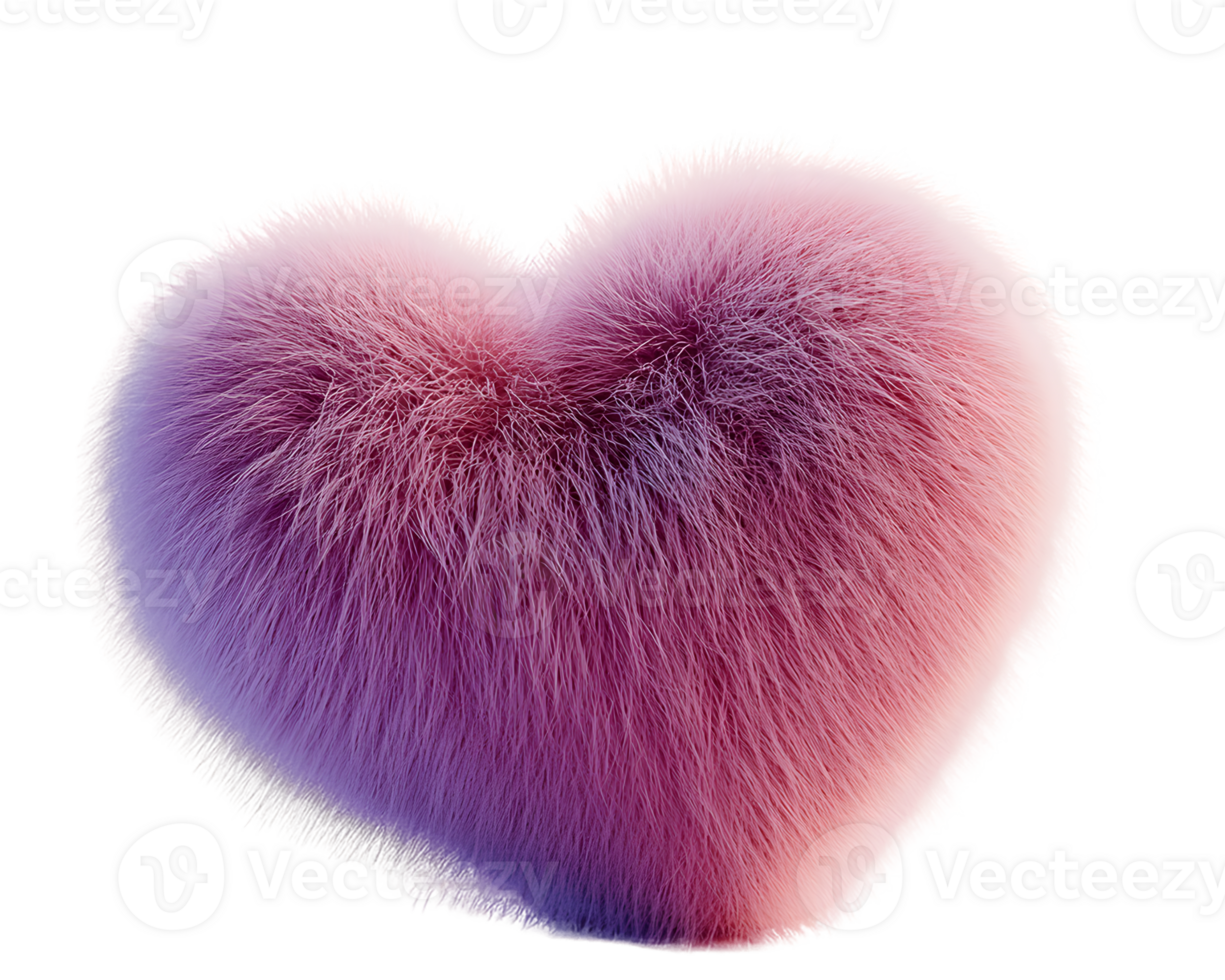 Digital Rendering of a Pink and Purple Fuzzy Heart png
